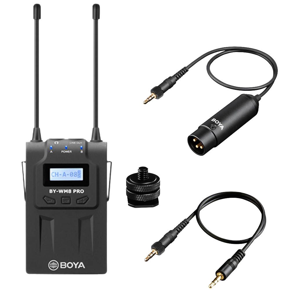 Boya WM8-PRO K2 UHF Dual Channel Wireless System with 2 x Beltpacks & Lapel Mics
