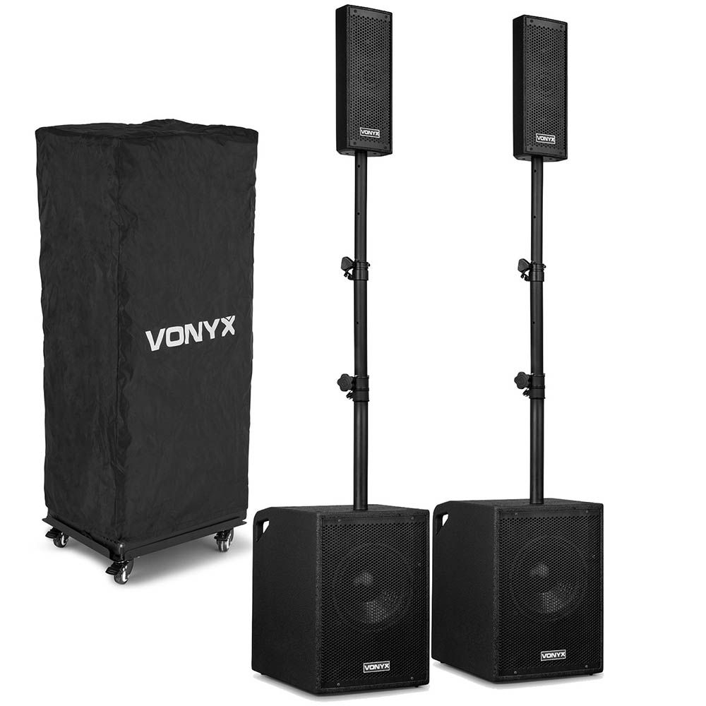 Vonyx VX1020BT Active Column DJ PA Speaker System with 10" Subwoofers - 1050W
