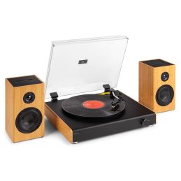 Audizio RP337BB Record Player with Wireless Bluetooth Speakers - Bamboo