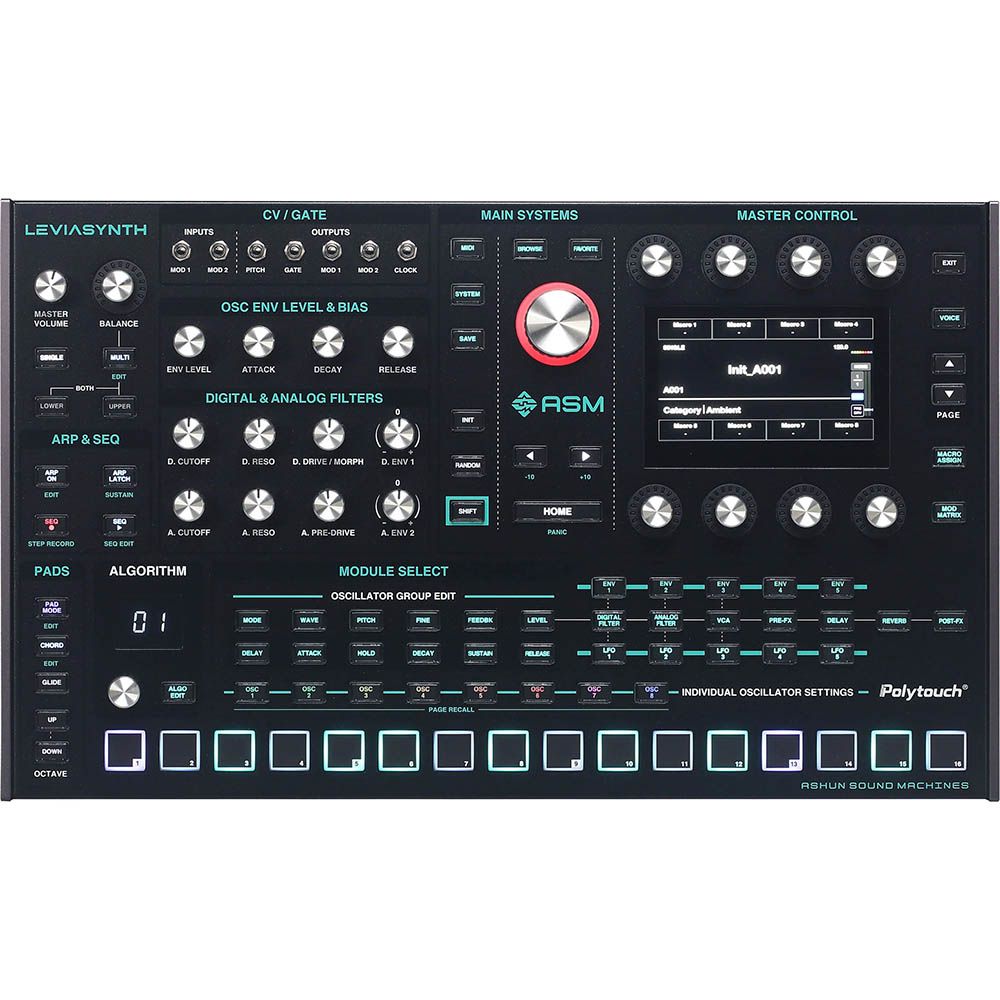 Ashun Sound Machines Leviasynth Desktop 16-Voice Algorithmic Synthesizer STUDIO KIT