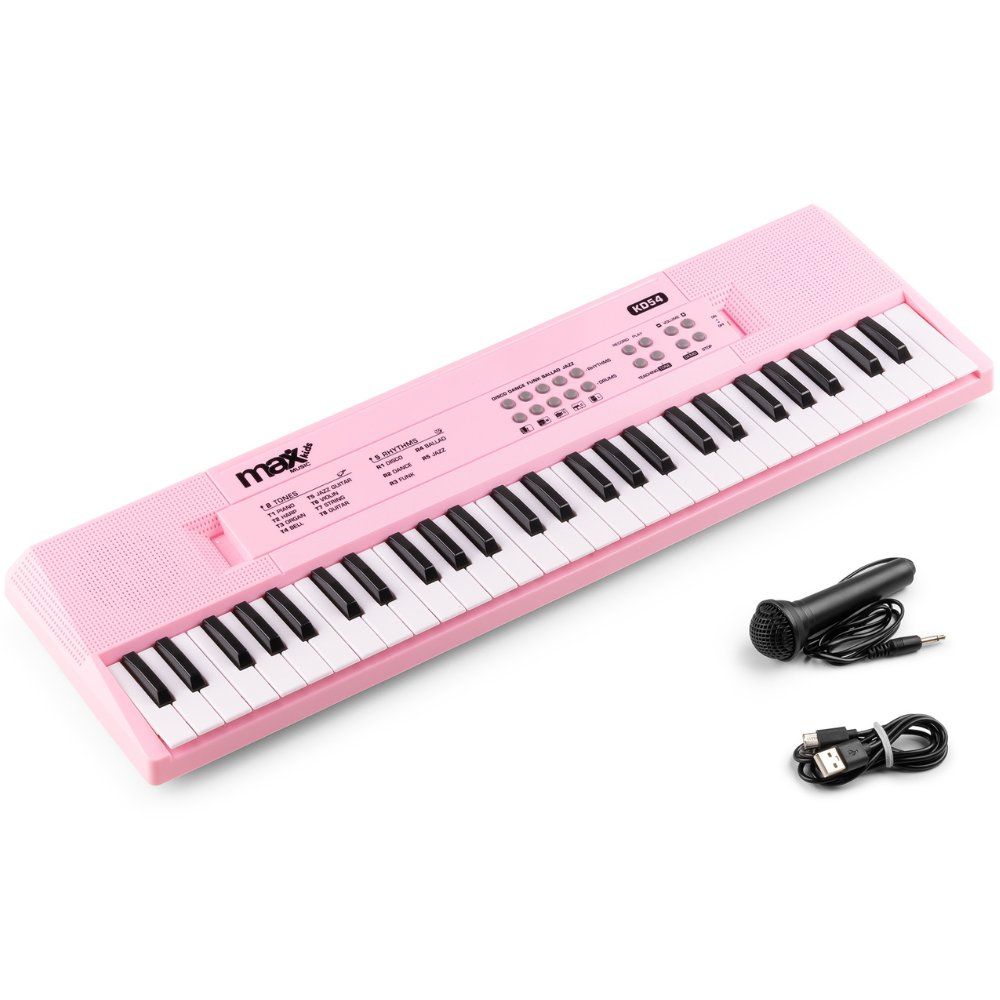 MAX KD54 Electronic Keyboard 54-keys with Battery Pink