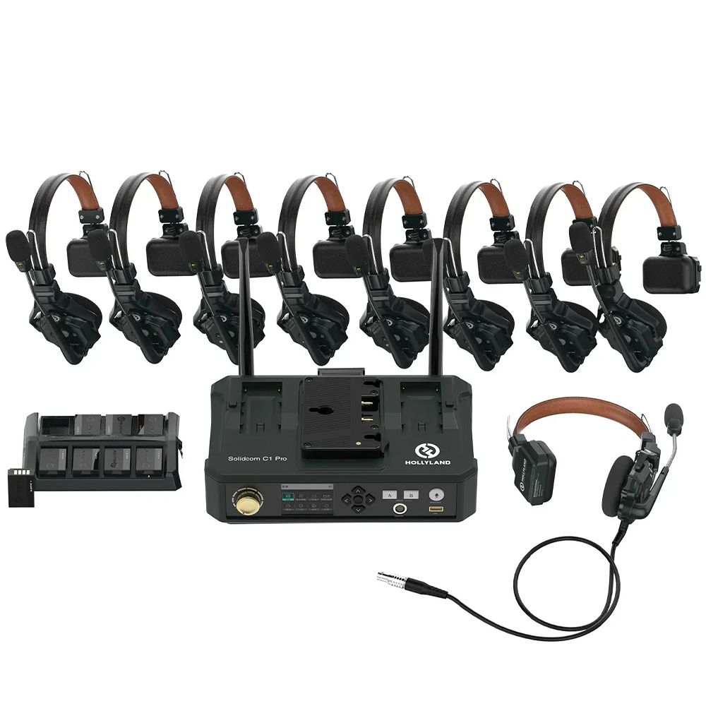 Hollyland Solidcom C1 Pro-Hub8S ENC 9-Person Full-Duplex Wireless Intercom System with Hub