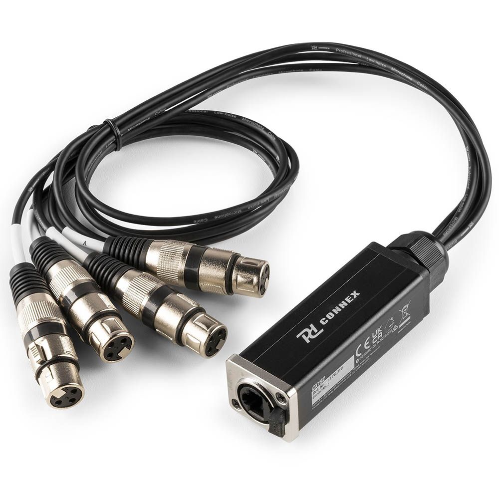 Power Dynamics CX192 Cable Splitter RJ45 to 4XLR3F 0.7M