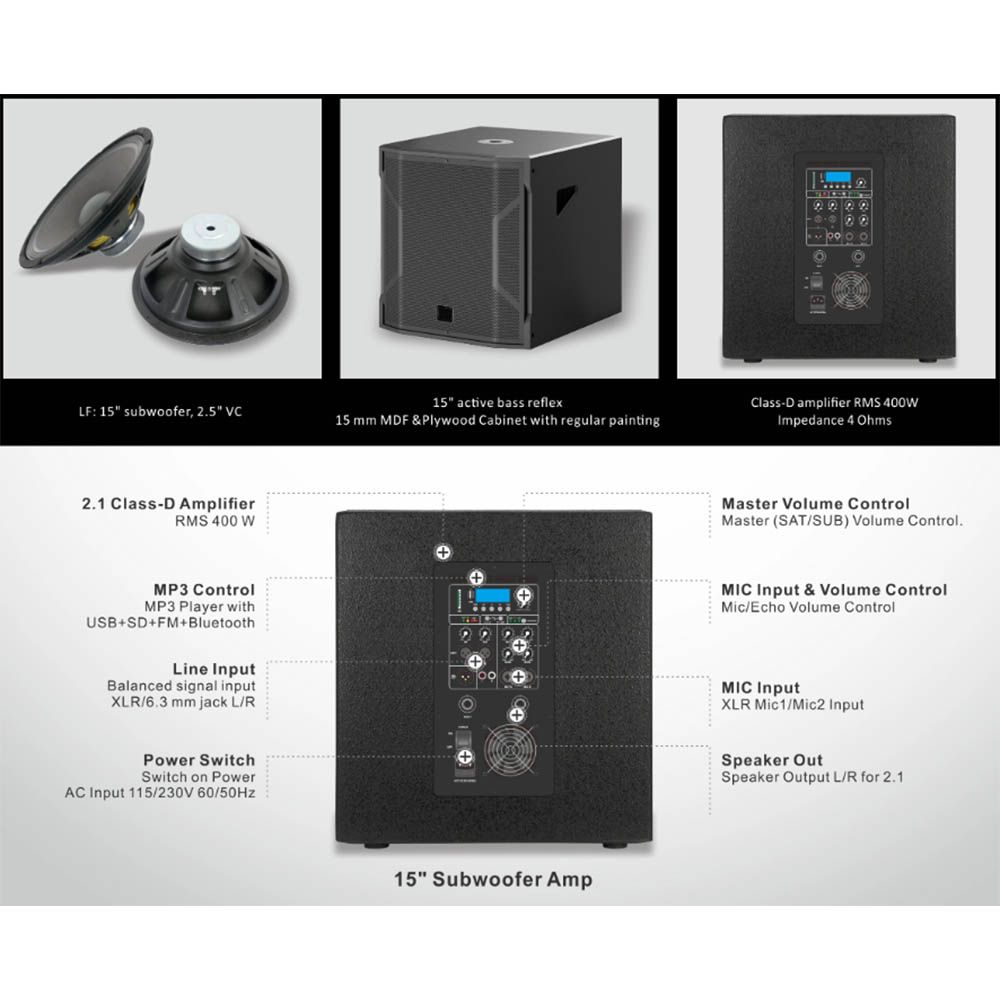 Vonyx VX915 Compact 2.1 Line Array Set