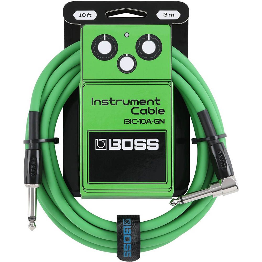 BOSS Pedals BIC-10A-BK Instrument Cable 10ft/3m - Green