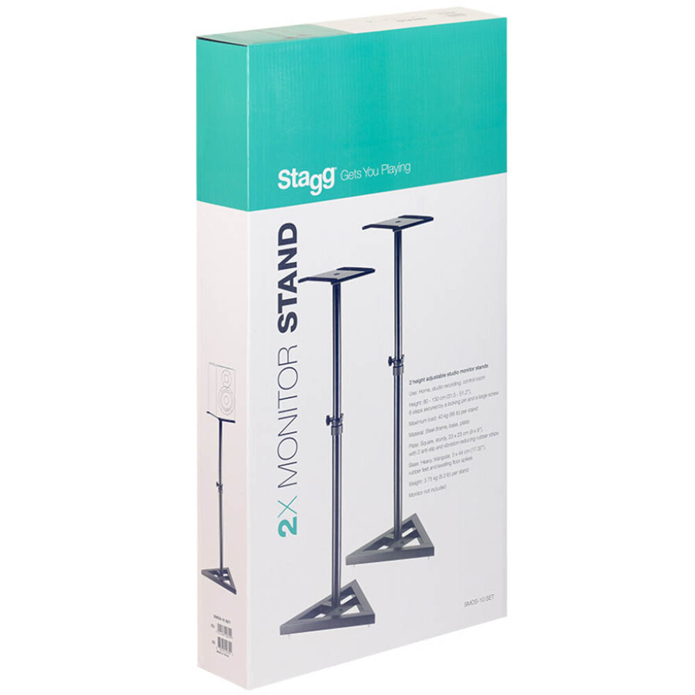 Stagg Two Height-adjustable Steel Studio Monitor/Light Stands - Image 7