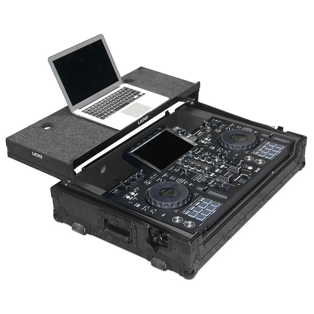 UDG U91075BL Ultimate Flight Case Pioneer DJ XDJ-RX3 Black Plus Laptop Shelf + Wheels