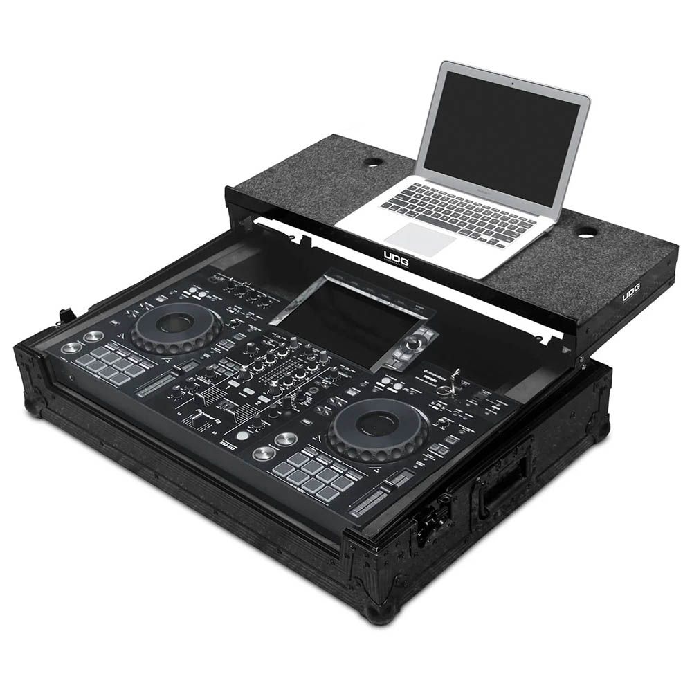 UDG U91075BL Ultimate Flight Case Pioneer DJ XDJ-RX3 Black Plus Laptop Shelf + Wheels