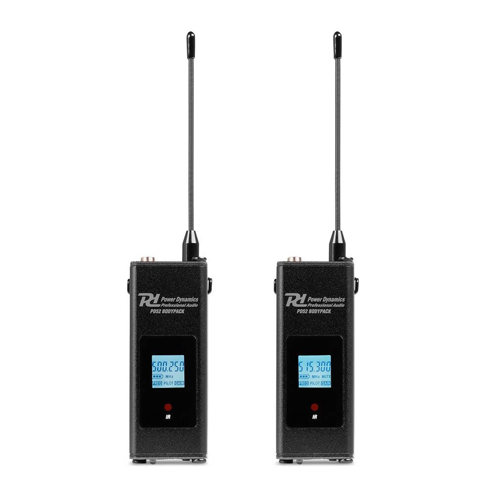 Power Dynamics PD522B UHF Wireless Microphone Set with 2 Bodypack Microphones