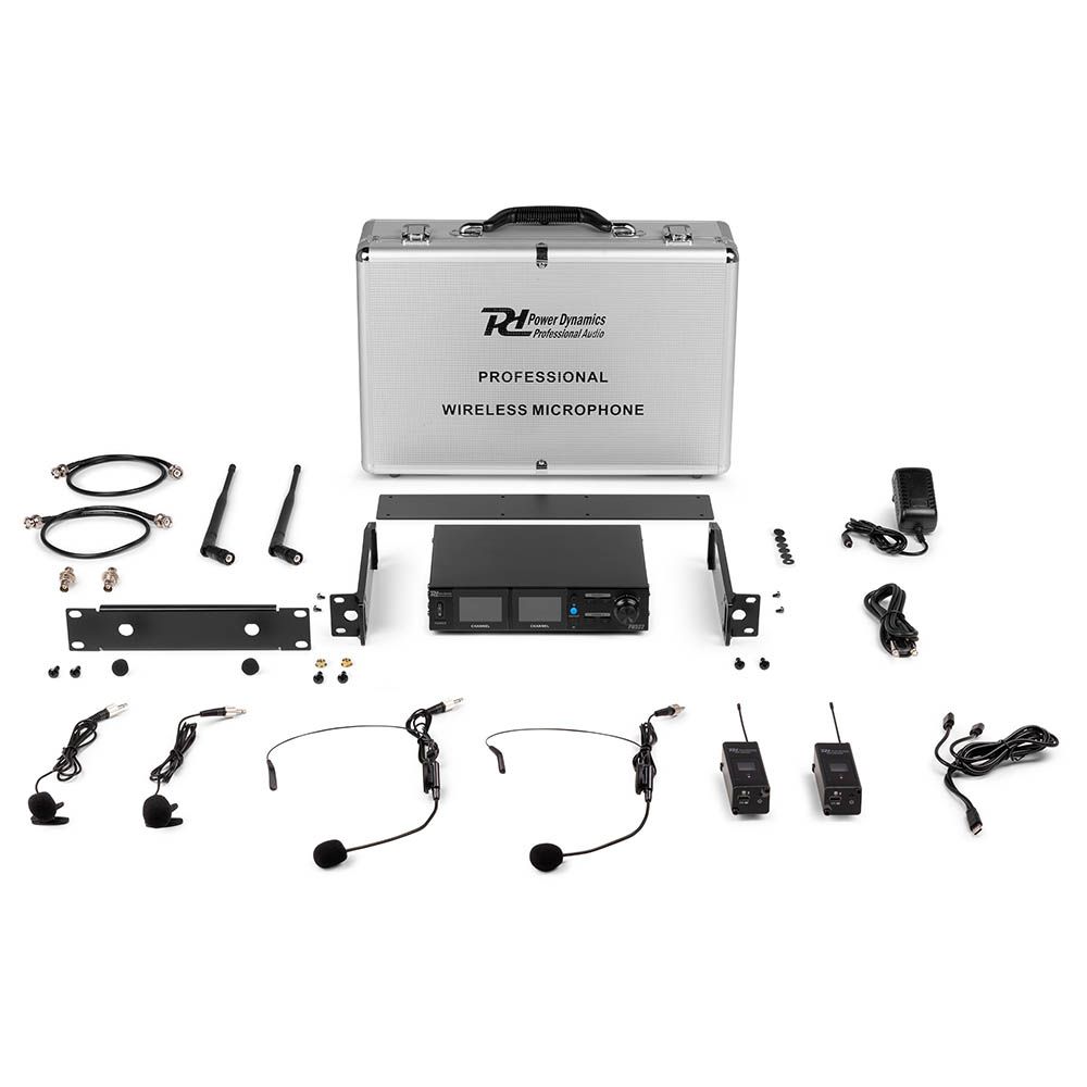 Power Dynamics PD522B UHF Wireless Microphone Set with 2 Bodypack Microphones