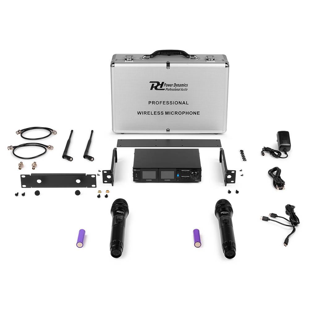Power Dynamics PD522 UHF Wireless Microphone Set with 2 Handheld Microphones