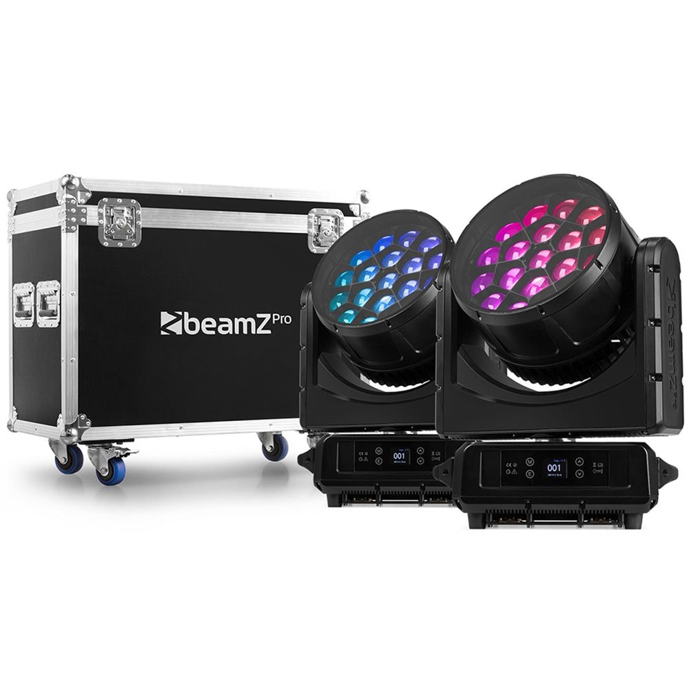 BeamZ PRO Nereid1940 2-Pack Moving Head Wash Lights with Flight Case