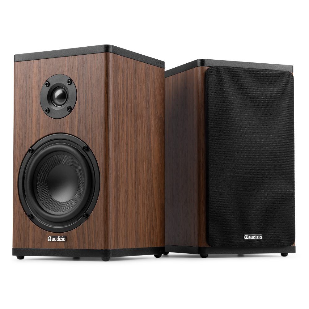 Audizio BS20 Active Bookshelf Speaker Set with Battery (Dark Wood)
