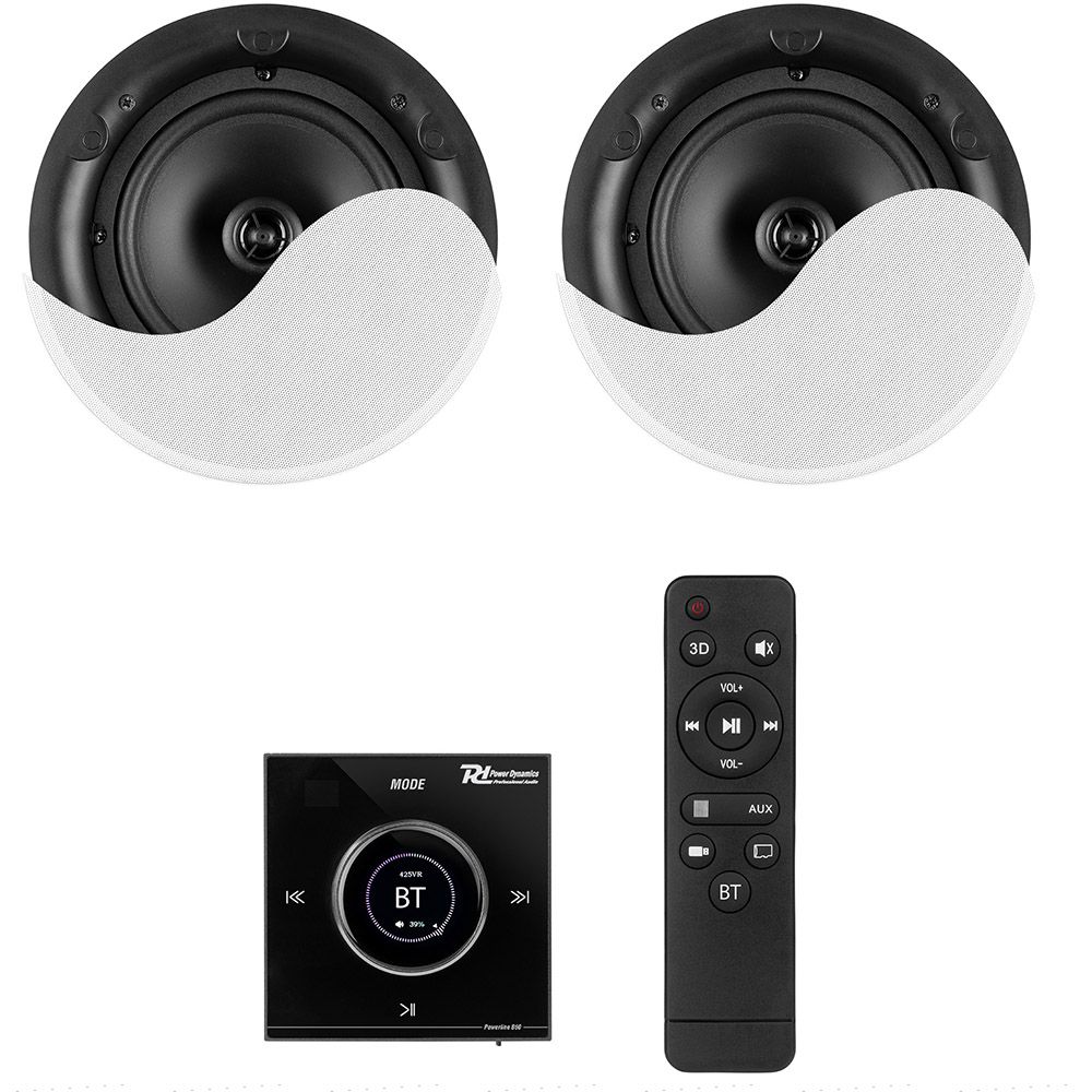 Power Dynamics Powerline B50BSet In-Wall Audio Amplifier with 2 Ceiling Speakers