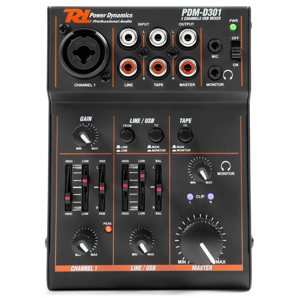 Power Dynamics PDM-D301 3-Channel USB Mixer - Image 2