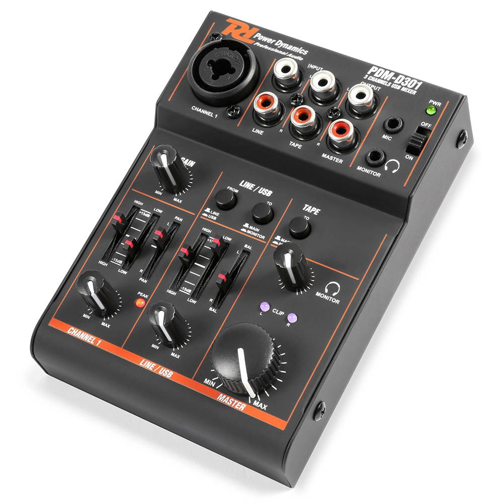 Power Dynamics PDM-D301 3-Channel USB Mixer - Image 3