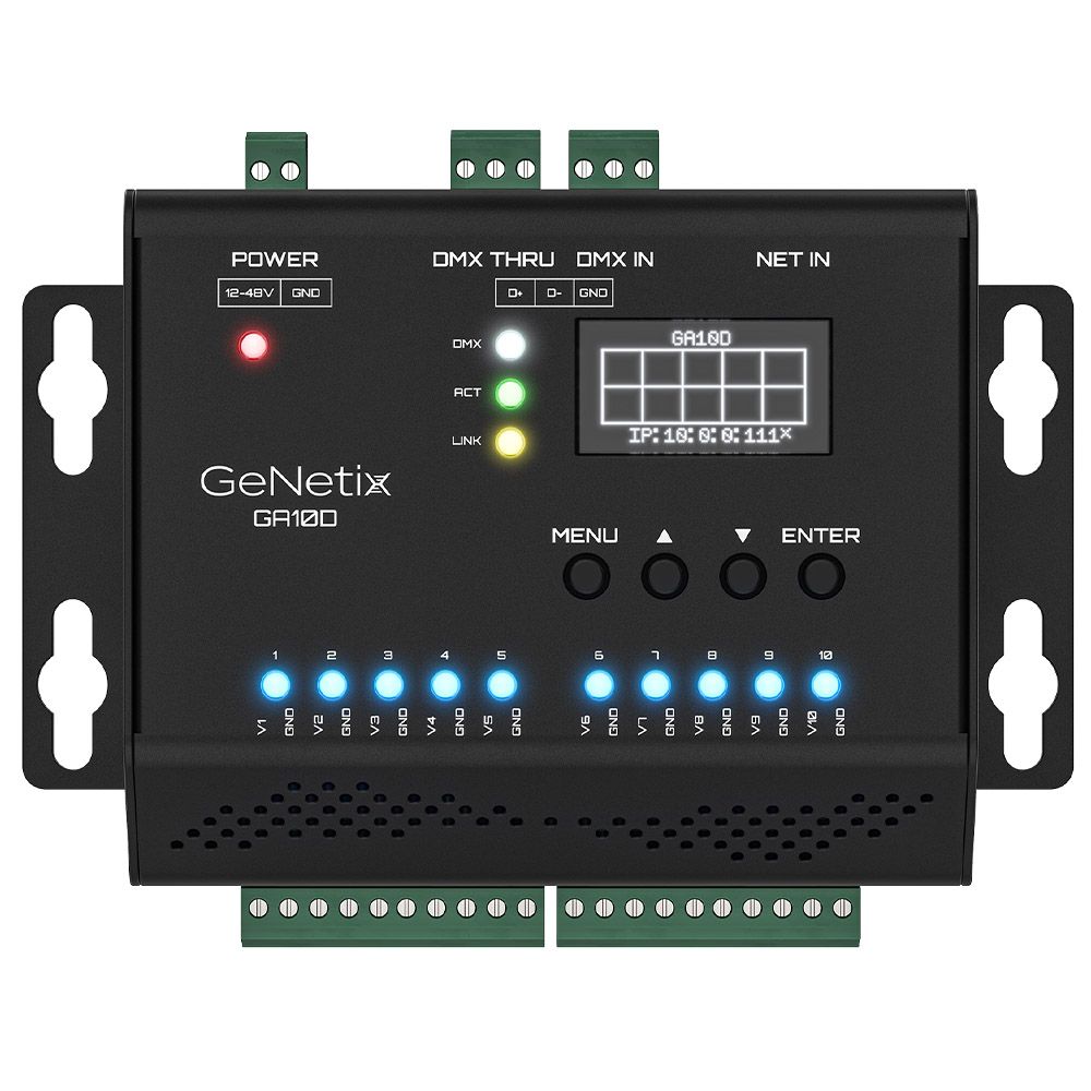 Chamsys GA10D GeNetix DIN Rail DMX to 0-10V Converter