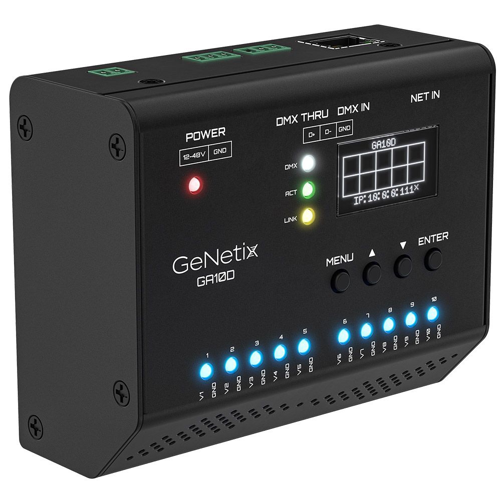 Chamsys GA10D GeNetix DIN Rail DMX to 0-10V Converter
