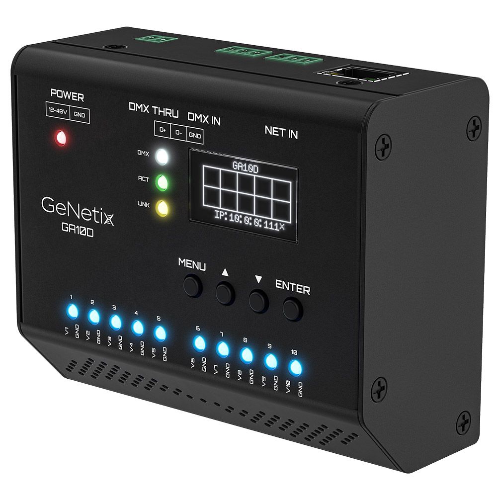 Chamsys GA10D GeNetix DIN Rail DMX to 0-10V Converter