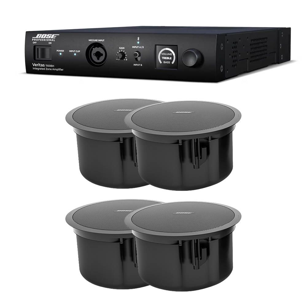 Bose Professional Veritas 1100BH Mixer/Amplifier & 2x FreeSpace FS4CE Speaker Pairs (Black)