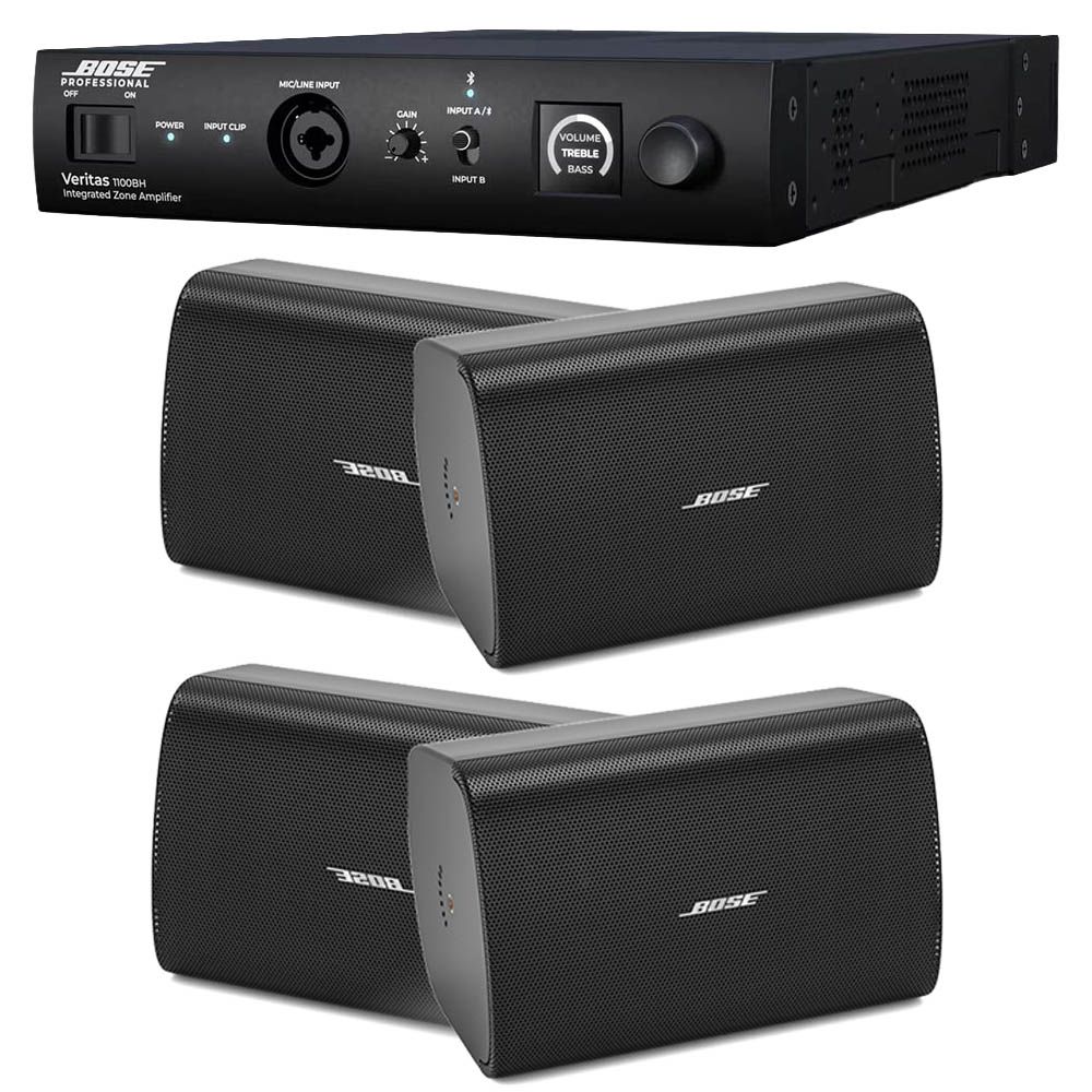 Bose Professional Veritas 1100BH Mixer/Amplifier with 2x FreeSpace FS4SE Speaker Pairs (Black)
