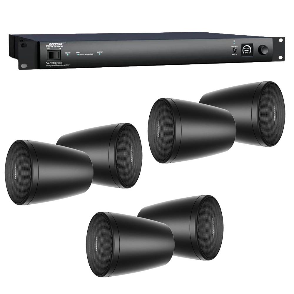 Bose Professional Veritas 2160BH Mixer Amplifier & 3 Pairs FreeSpace FS2P Speakers (Black)