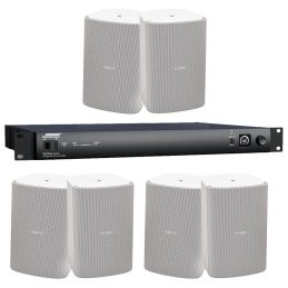 Bose Professional Veritas 2160BH Mixer Amplifier & 6× FreeSpace FS4SE Surface-Mount Loudspeakers (3 Pairs, White)