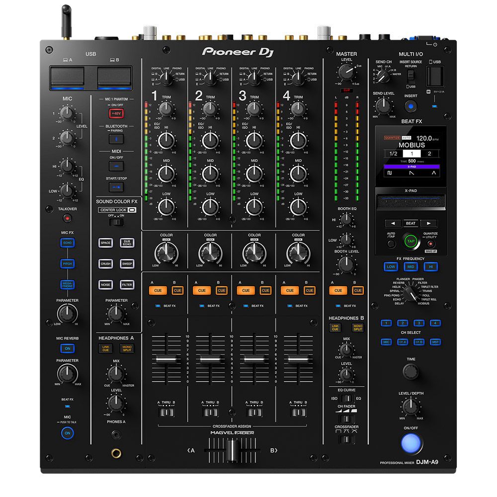 Pioneer DJ DJM-A9 4-Channel Professional DJ Mixer with Magma MGA41025 Hardcase