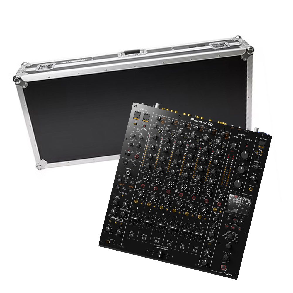 Pioneer DJ DJM-V10 6-Channel Professional DJ Mixer with Magma Multi-Format DJ Case Player/Mixer (V10/A9) Set