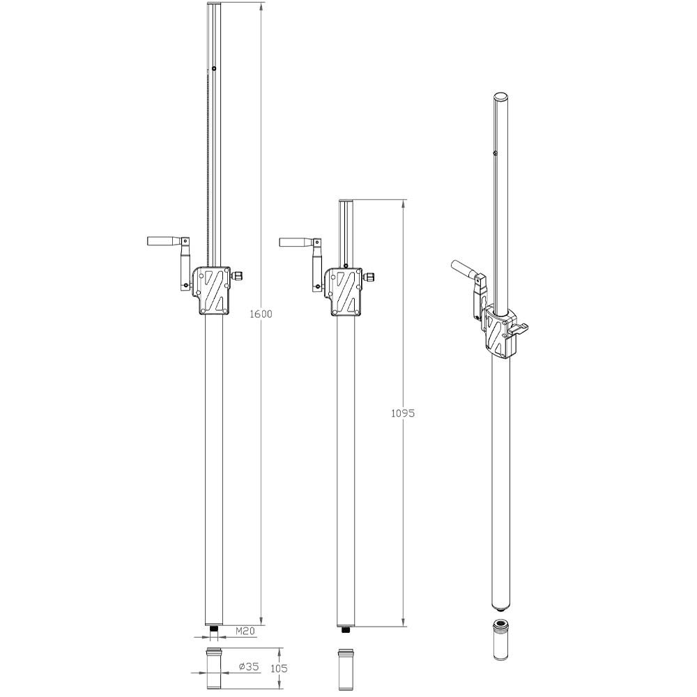 Vonyx LST93 Distance Tube with Wind-up Mechanism