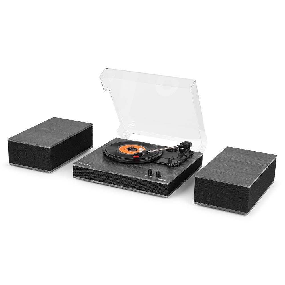 Audizio Tupelo Record Player Set with 2 Speakers (Black)