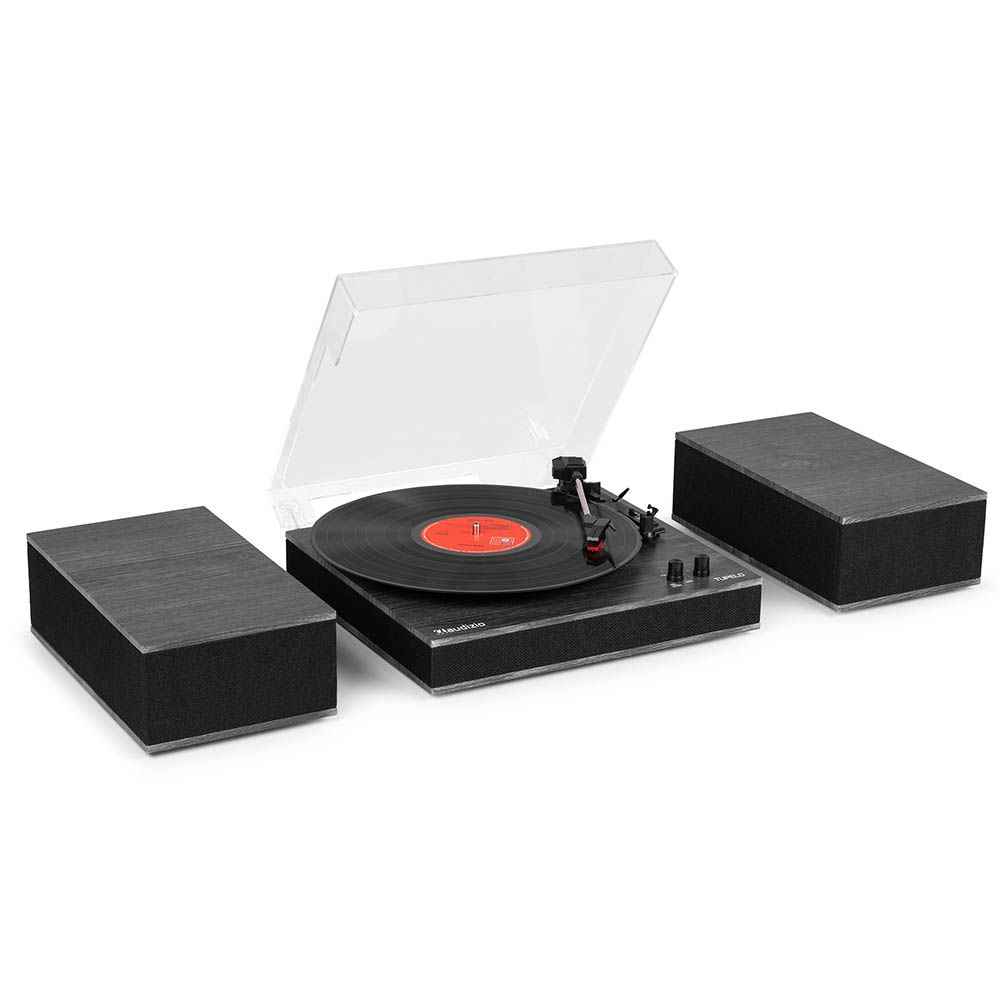 Audizio Tupelo Record Player Set with 2 Speakers (Black)