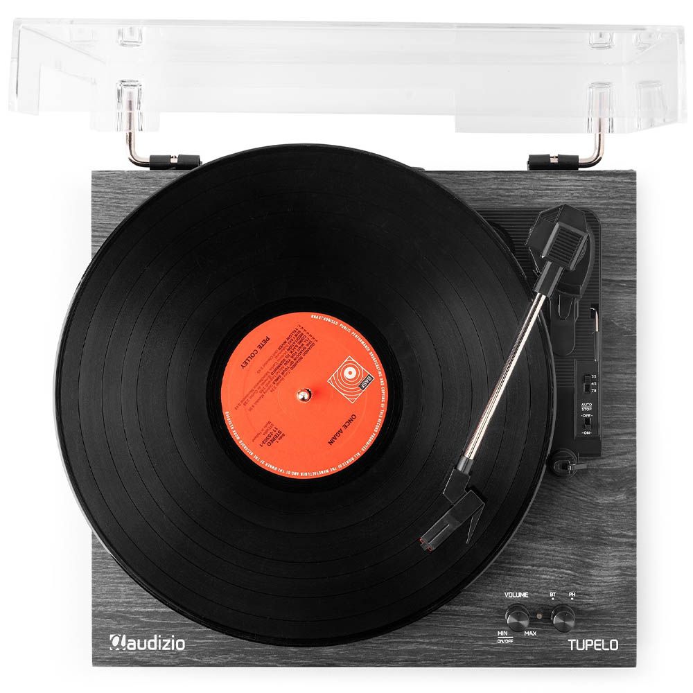 Audizio Tupelo Record Player Set with 2 Speakers (Black)
