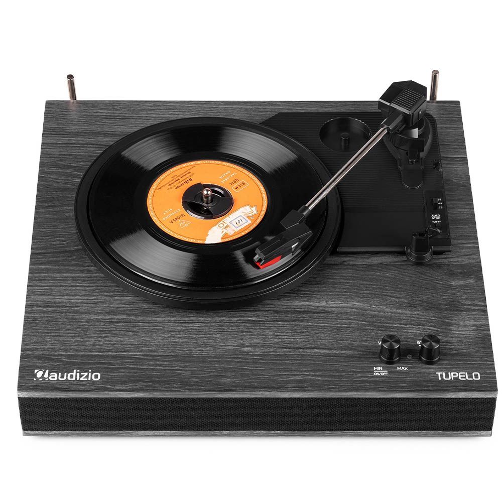 Audizio Tupelo Record Player Set with 2 Speakers (Black)