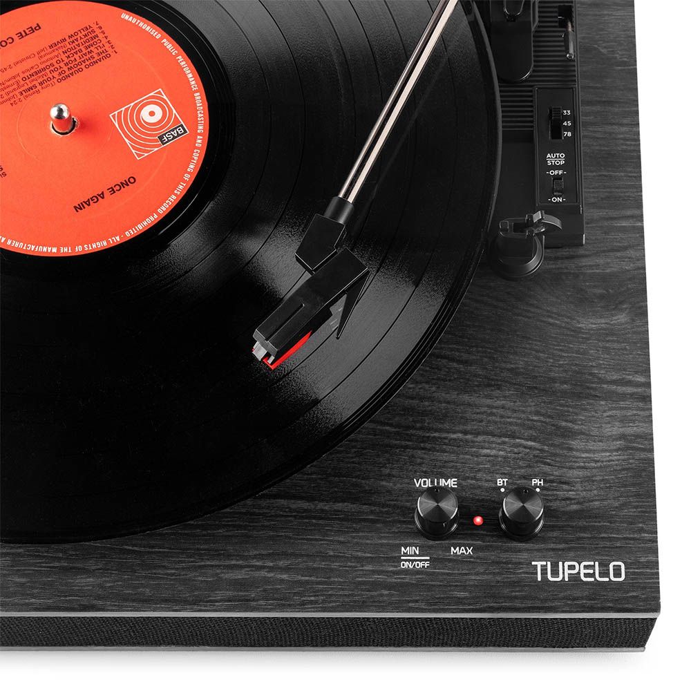 Audizio Tupelo Record Player Set with 2 Speakers (Black)