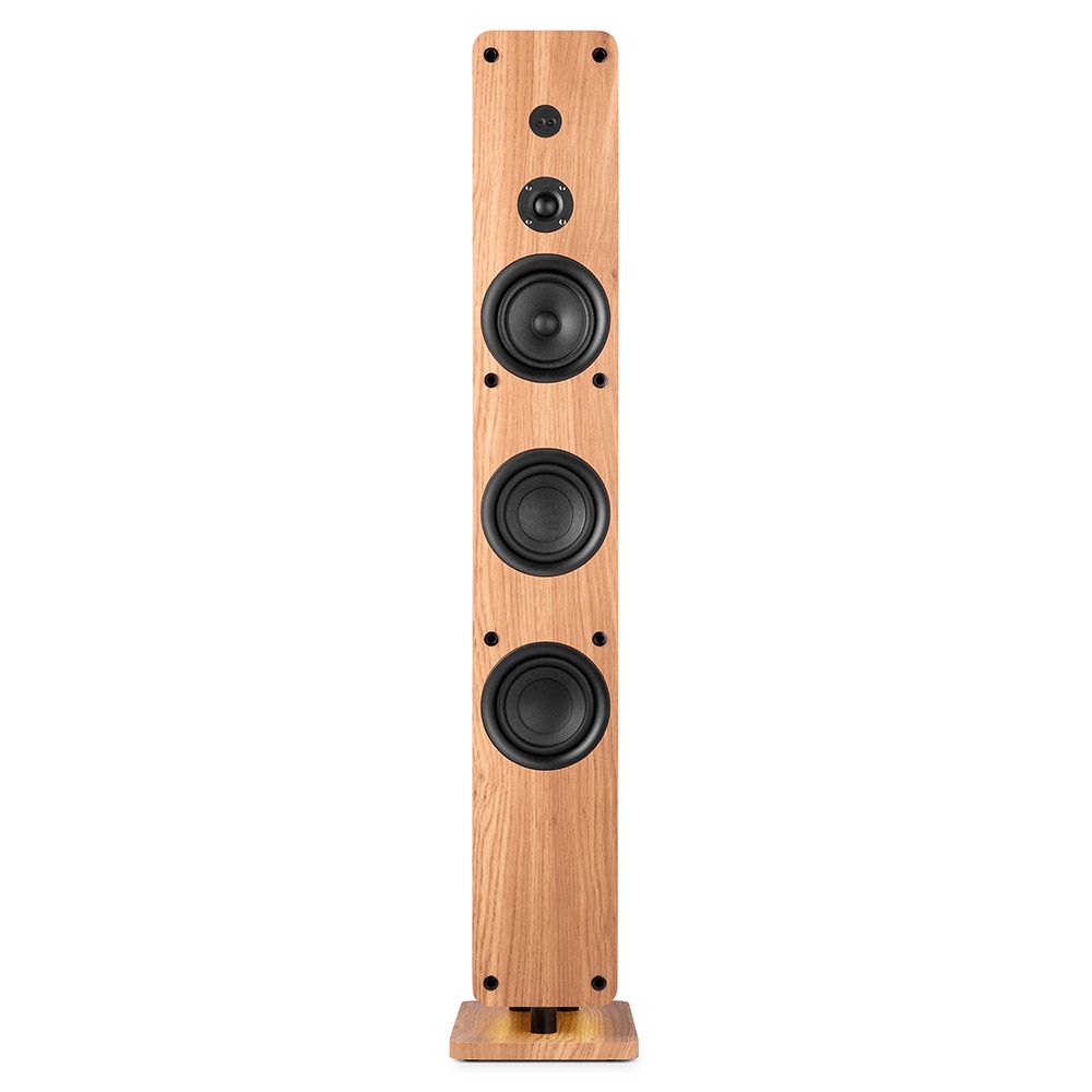 Audizio ARCO-DAB-WD Active Tower Speaker with DAB, Light Wood
