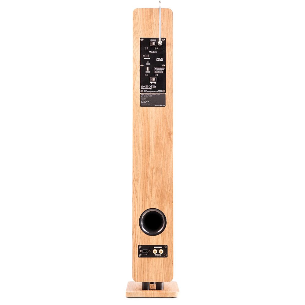 Audizio ARCO-DAB-WD Active Tower Speaker with DAB, Light Wood