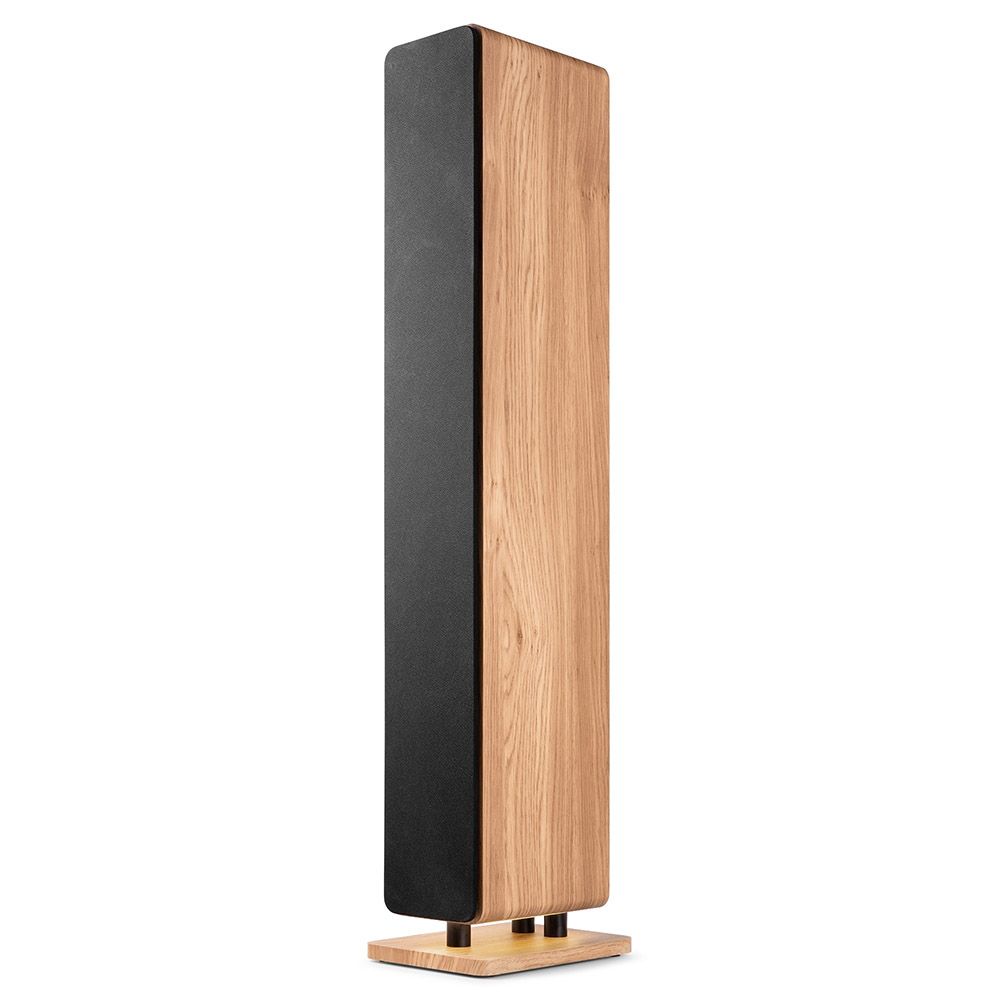 Audizio ARCO-DAB-WD Active Tower Speaker with DAB, Light Wood