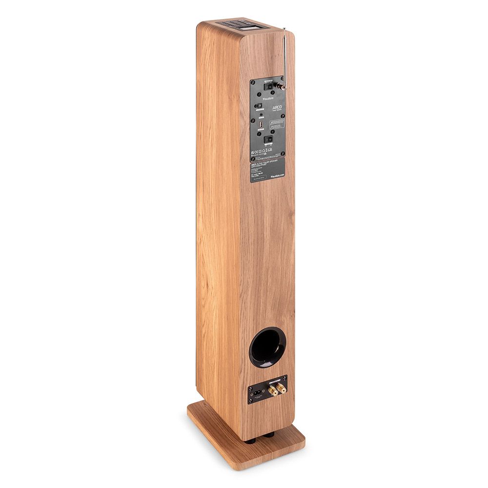 Audizio ARCO-DAB-WD Active Tower Speaker with DAB, Light Wood
