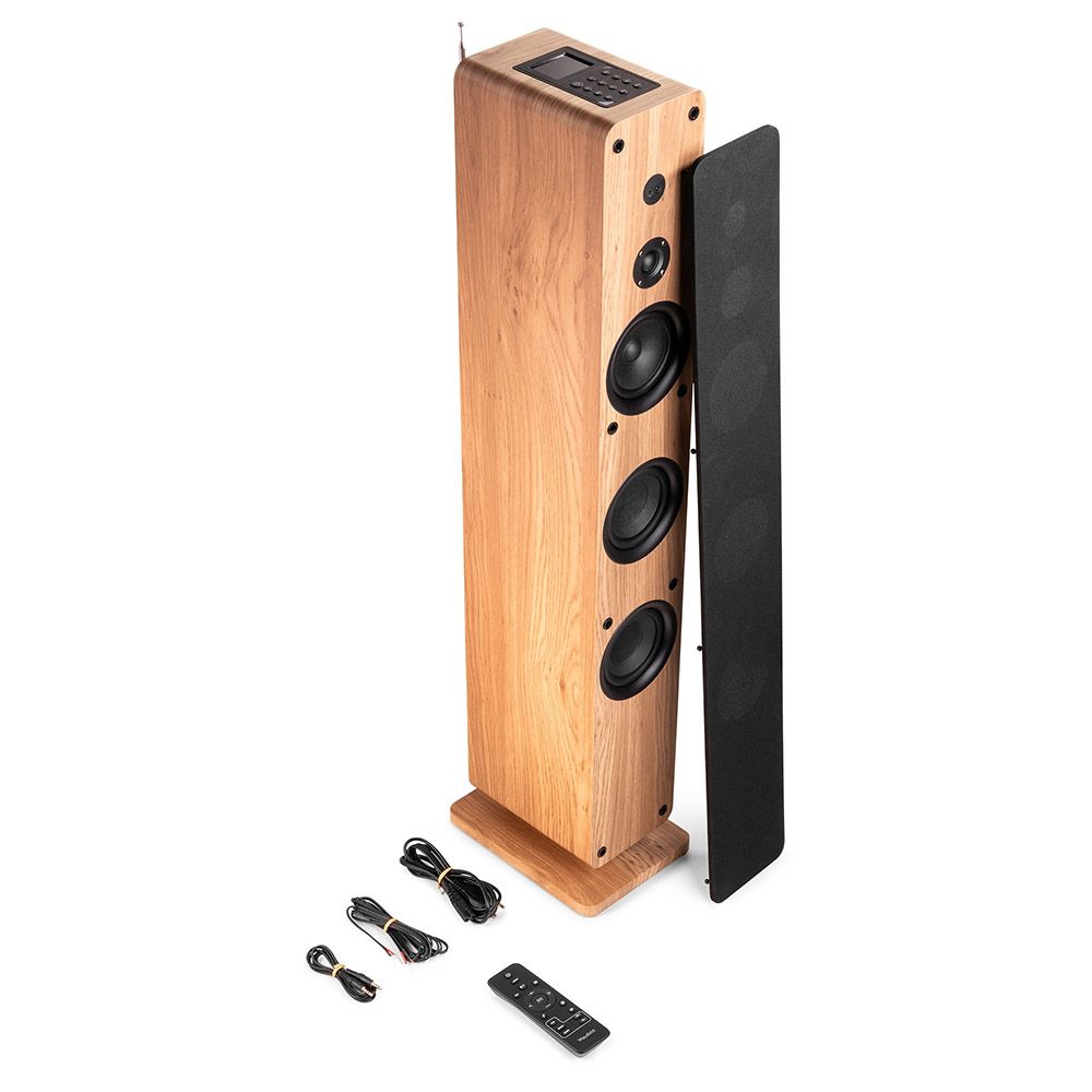 Audizio ARCO-DAB-WD Active Tower Speaker with DAB, Light Wood