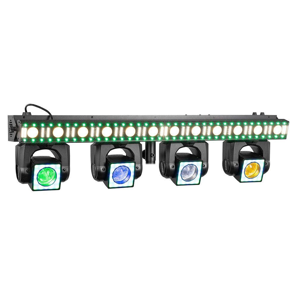 Beamz SHOWBARGO-EDGE ShowBar GO Edge with 4 Moving Heads and LED/Strobe Bar