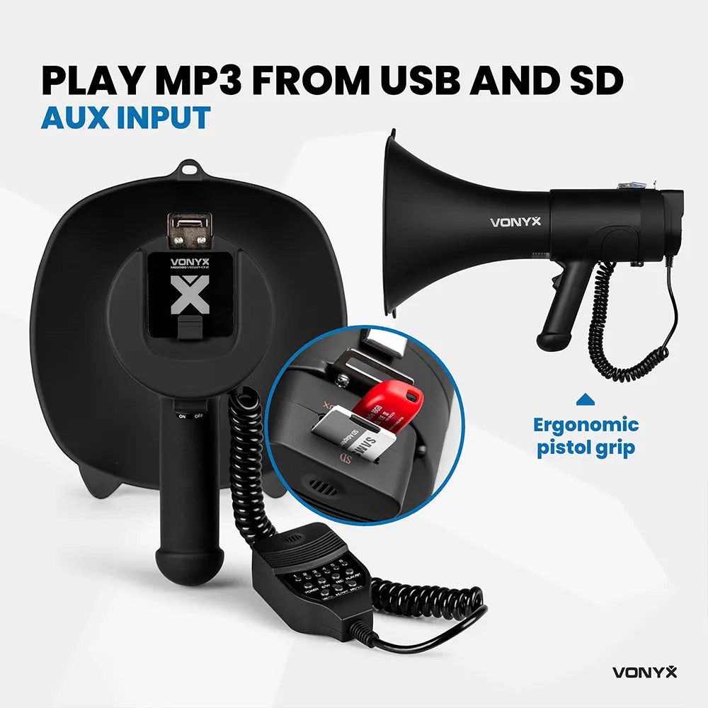 Vonyx MEG090 90W Portable Megaphone Loudhailer