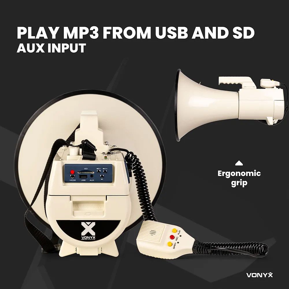 Vonyx MEG150 Premium Portable Megaphone Loudhailer - Megaphone 200W