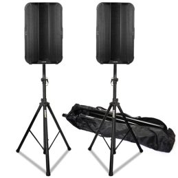Vonyx VD712 12" Active PA Speaker Pair with Stands