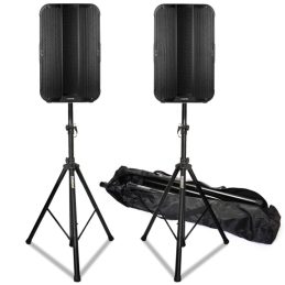 Vonyx VD715 15" Active PA Speaker Pair with Stands
